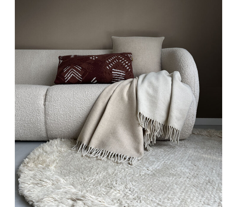 Beige double face recycled wool throw
