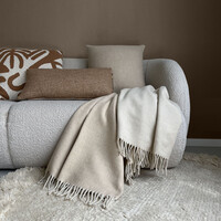 Beige double face recycled wool throw
