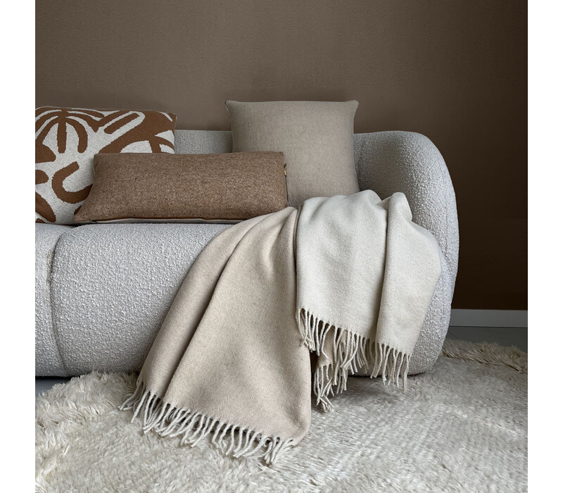 Beige double face recycled wool throw