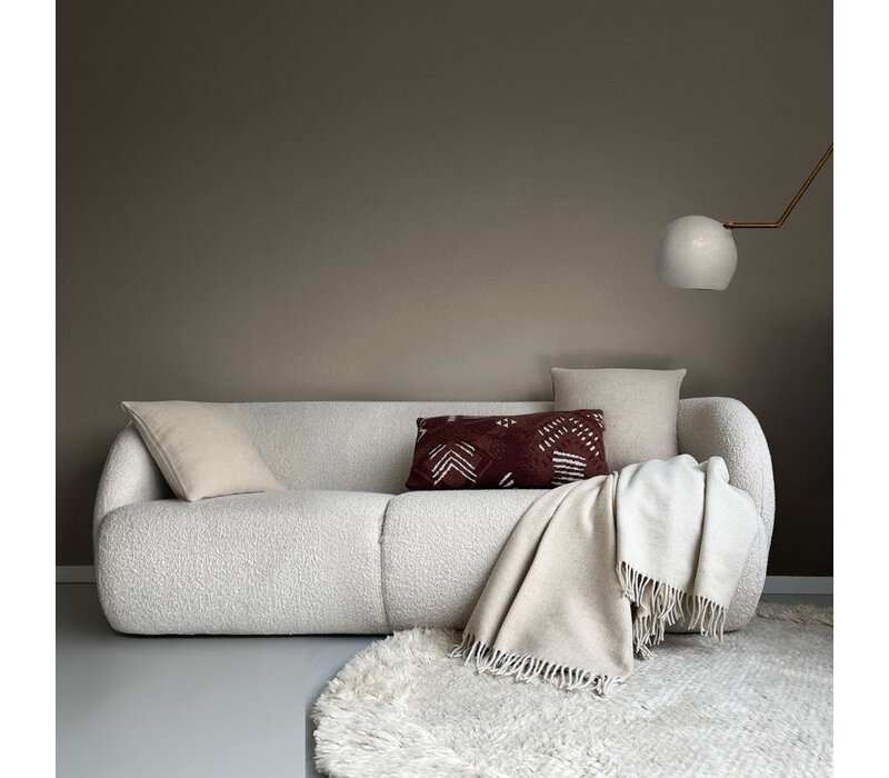 Beige double face recycled wool throw