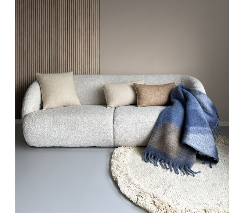 Beige double faced recycled wool rectangle cushion