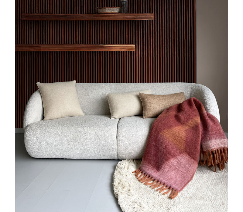 Beige double faced recycled wool rectangle cushion