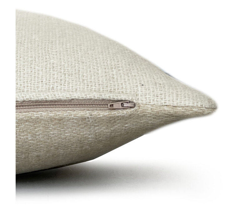 Beige double faced recycled wool square cushion