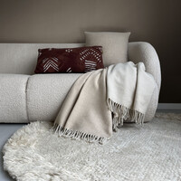 Beige double faced recycled wool square cushion