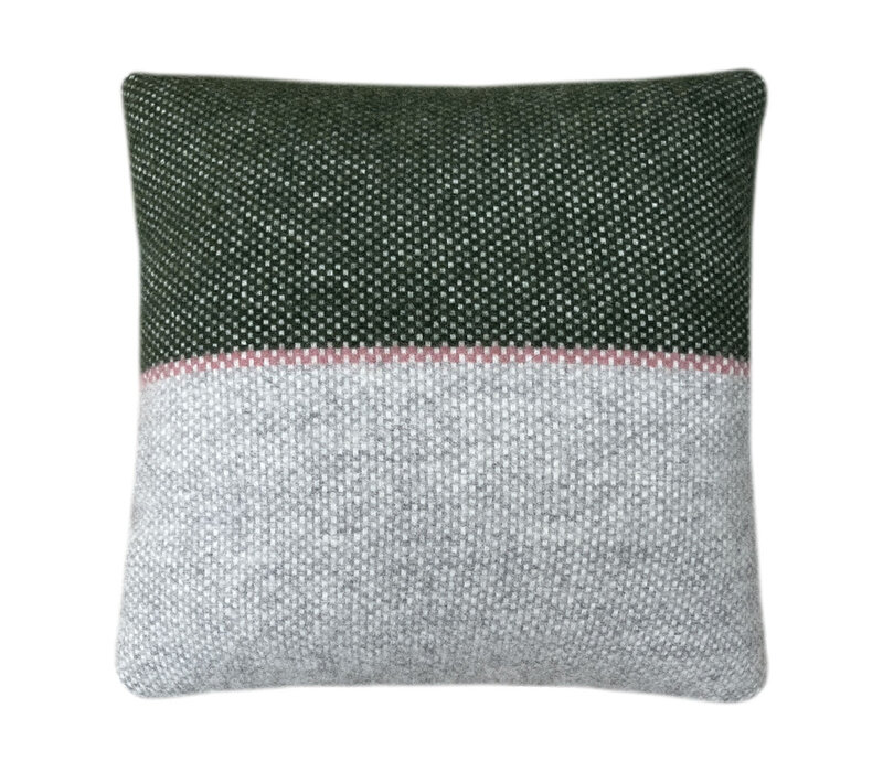 Festivity wool cushion dawn green square