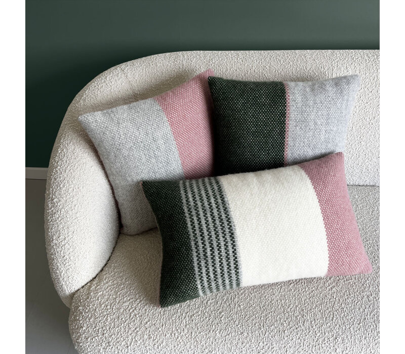 Festivity wool cushion dawn green square