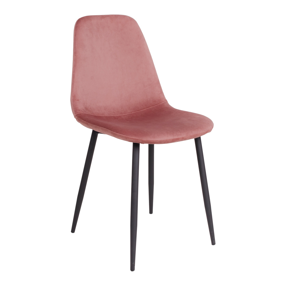 Moderne Fluwelen Stockholm Eettafelstoel Roze - Zwarte Poten - L50CM / B47CM / H88CM