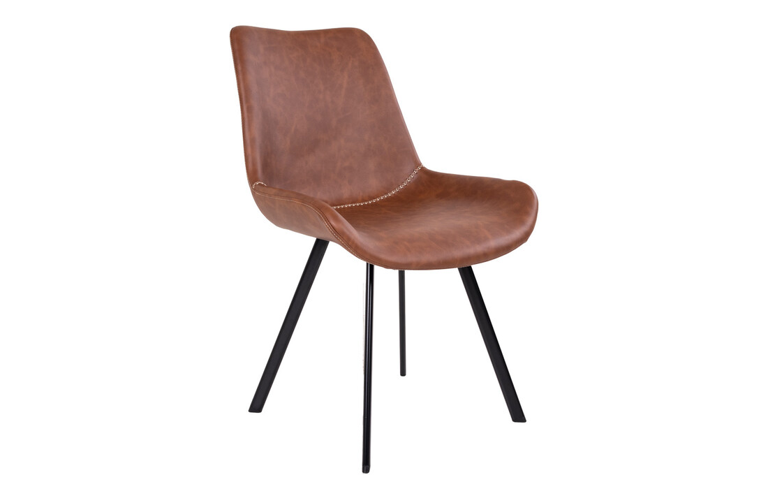 Industriële bruine lederen eetkamerstoel ''Drammen'' - zithoogte 46cm