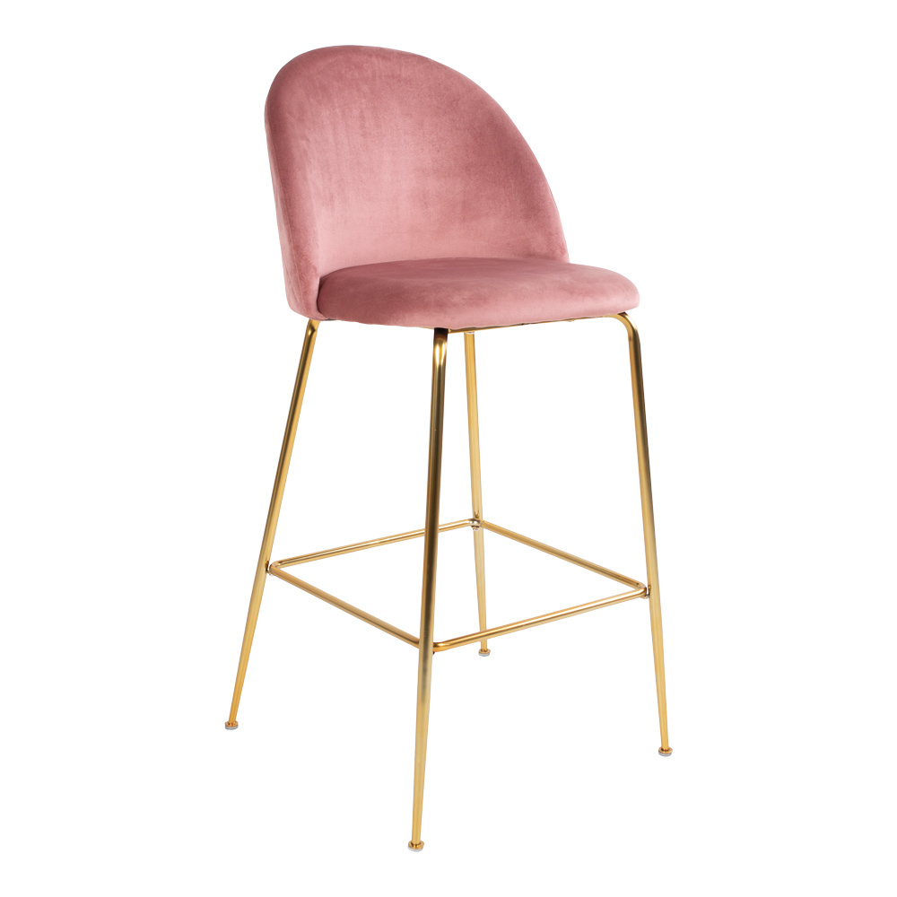 Moderne fluwelen roze barkruk %27%27Lausanne%27%27 - zithoogte 77cm