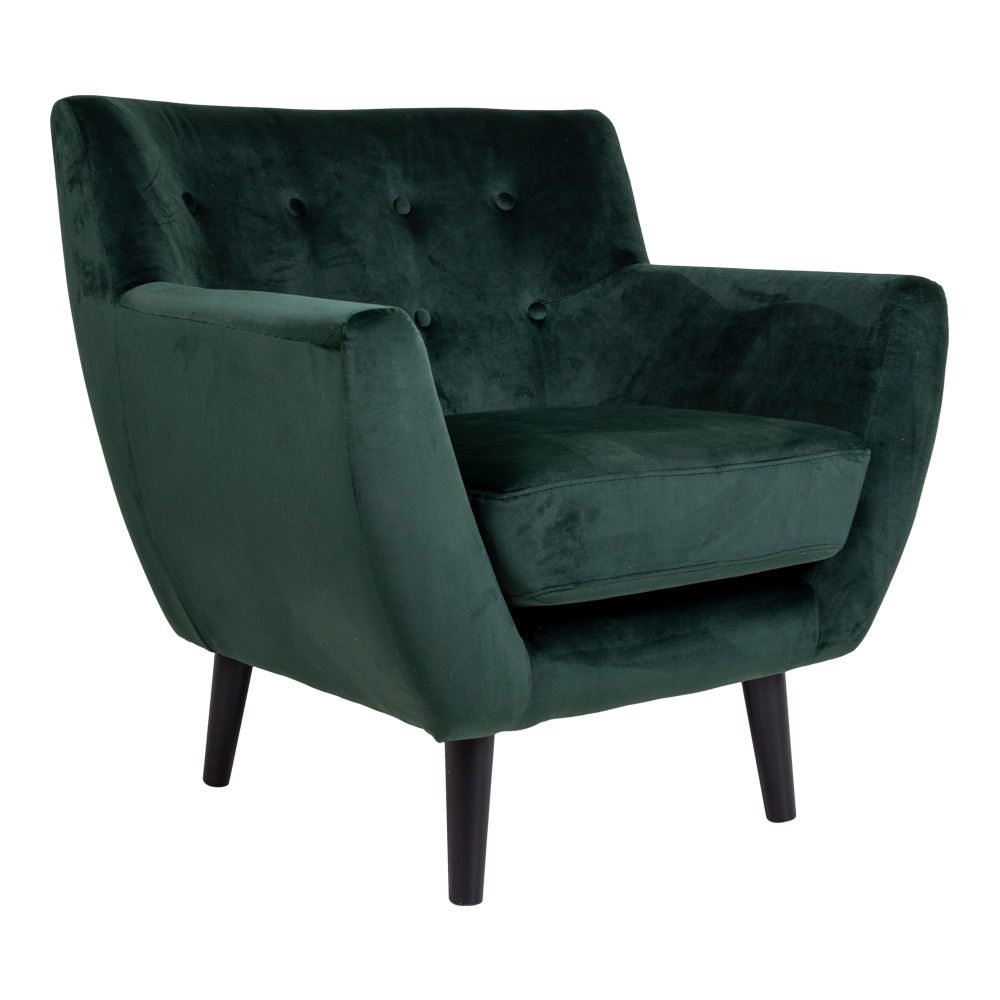 Moderne fluwelen groene fauteuil %27%27Monte%27%27 - zithoogte 43cm