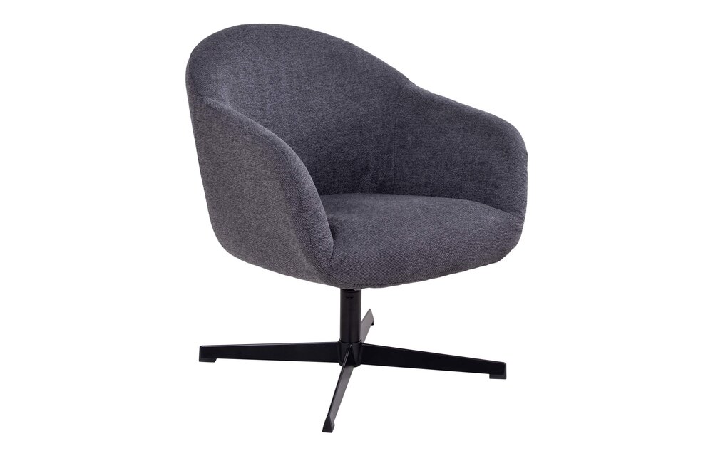 Sydney Lounge Stoel - Lounge stoel met draaifunctie in het donkergrijs en zwart onderstel