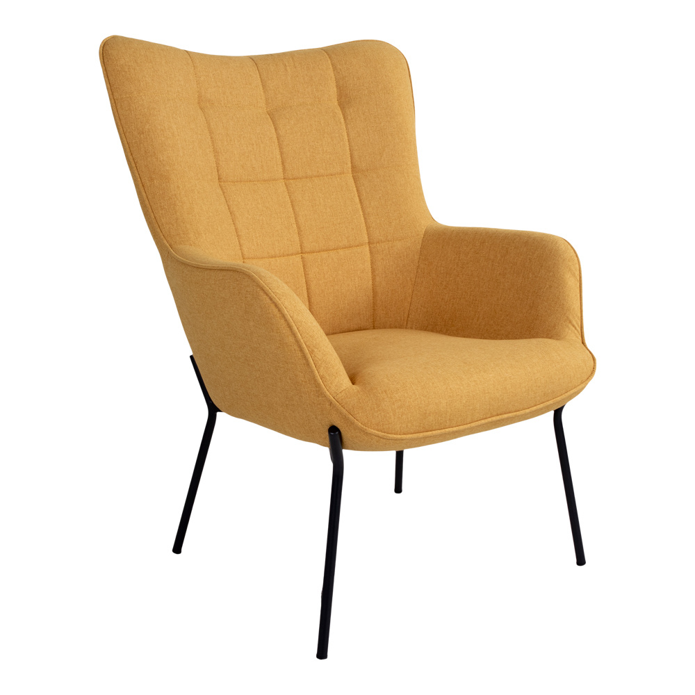 Gele fluwelen stoel met zwarte poten %27%27Glasgow%27%27 - zithoogte 44,5cm