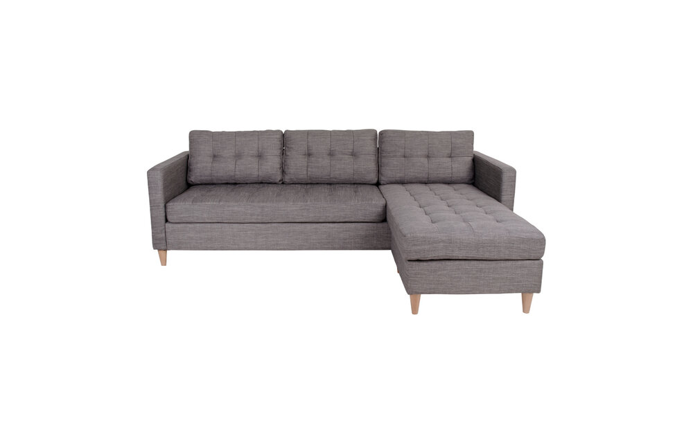 Marino Lounge Bank - Bank in lichtgrijs 151/83x219xH80 cm