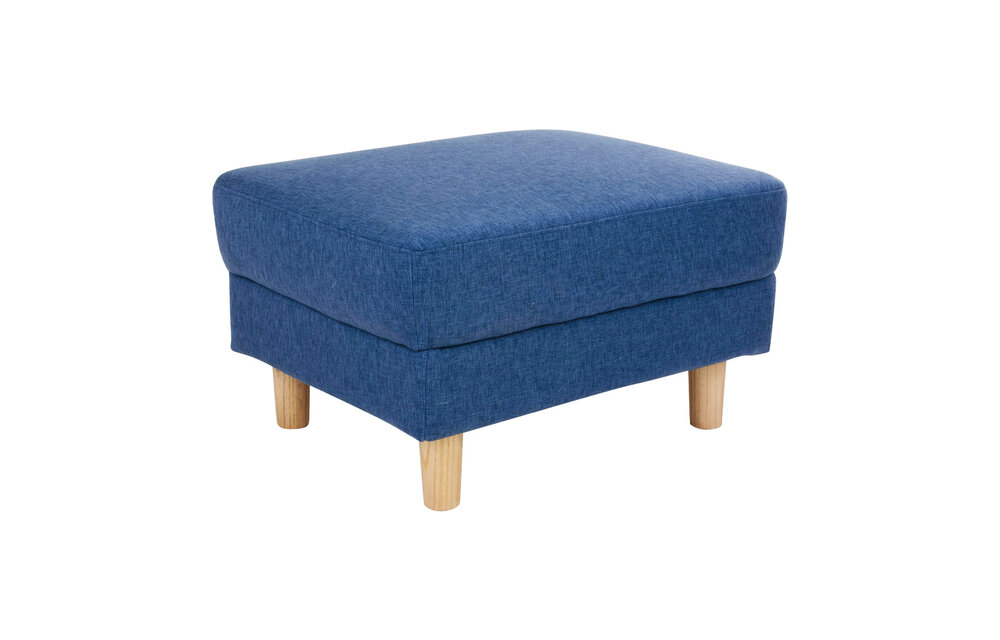 Artena Poef - Poef in blauw fluweel 52x68xH42 cm
