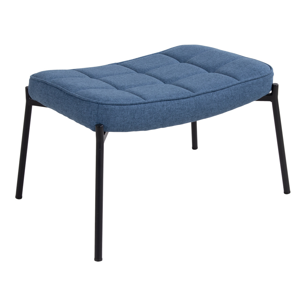 Moderne voetensteun in blauw met zwarte poten "Glasgow" - L41xB61xH36 CM