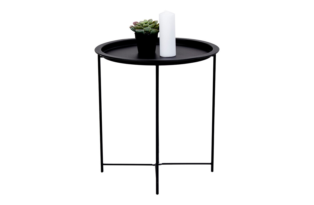 Bastia Bijzettafel - Ronde bijzettafel in zwart gepoedercoat staal