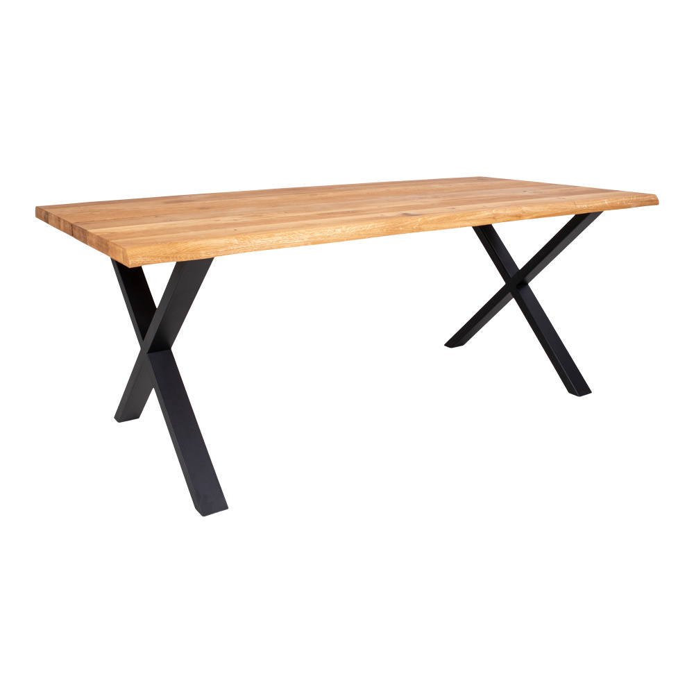 Industriële eettafel in geolied eiken met golvende rand "Toulon" - L140x B95xH76 CM Industriële eettafel in geolied eiken met golvende rand "Toulon" - L140x B95xH76 CM