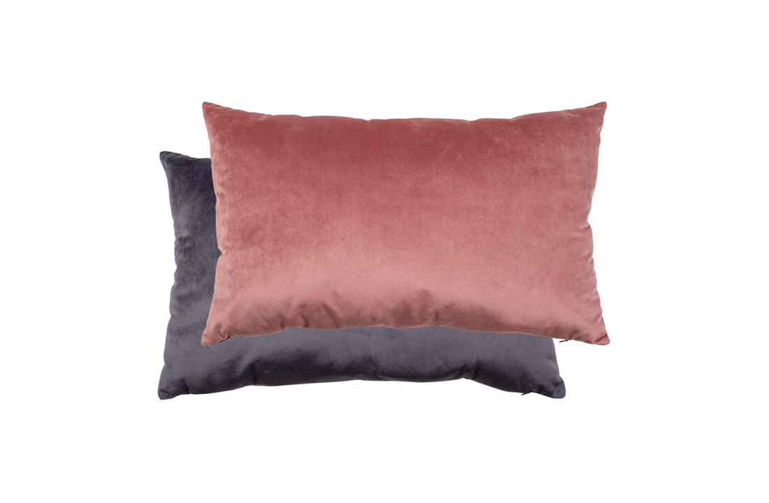 Chaves Kussen - Twee-kleurig kussen in grijs/roze fluweel 40x60cm