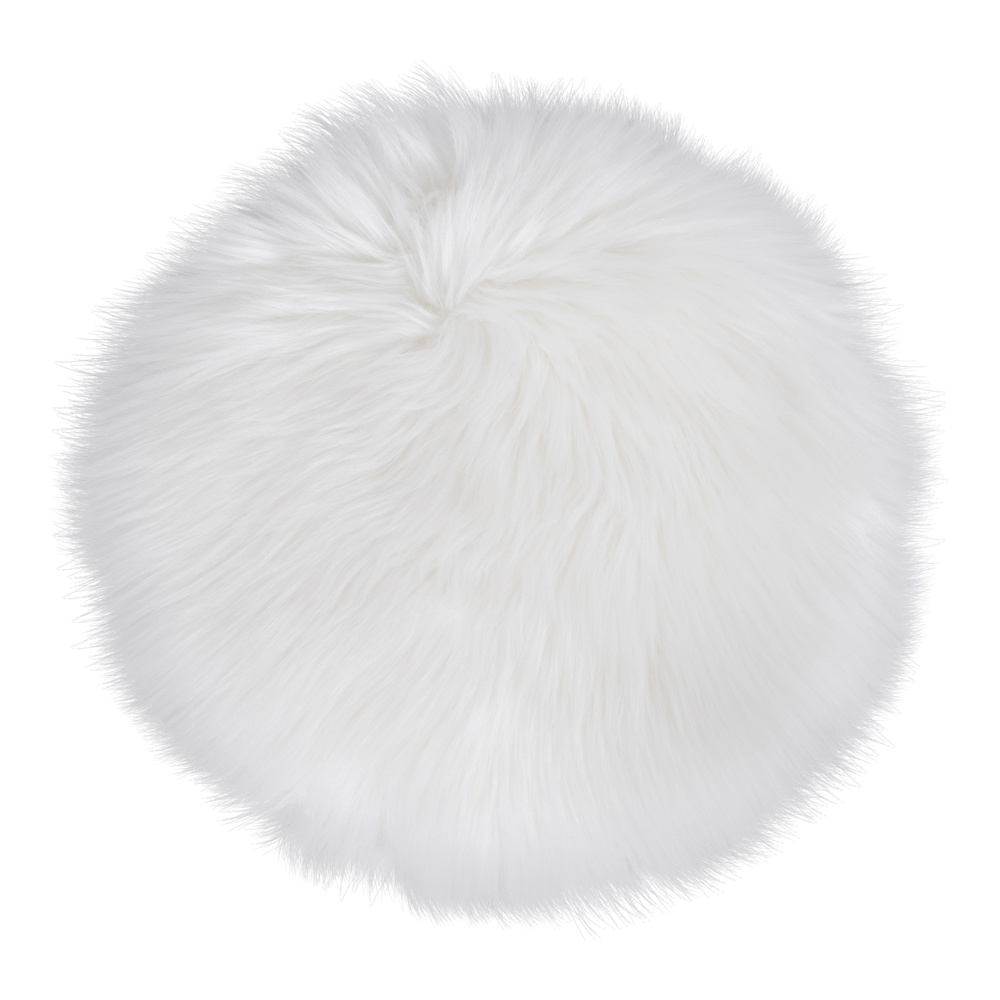 Wit imitatie schapenvacht kussen - rond - Ø35 cm