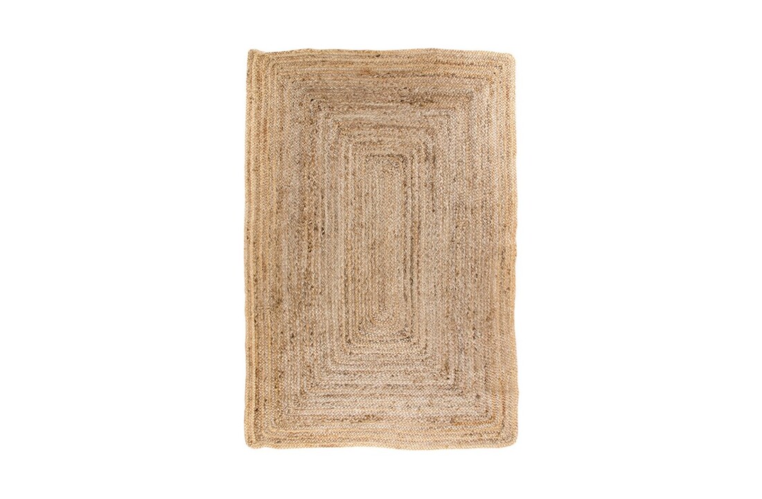 Landelijk bruin vloerkleed ''Bombay'' van gevlochten natuurlijk jute - 135x65 cm