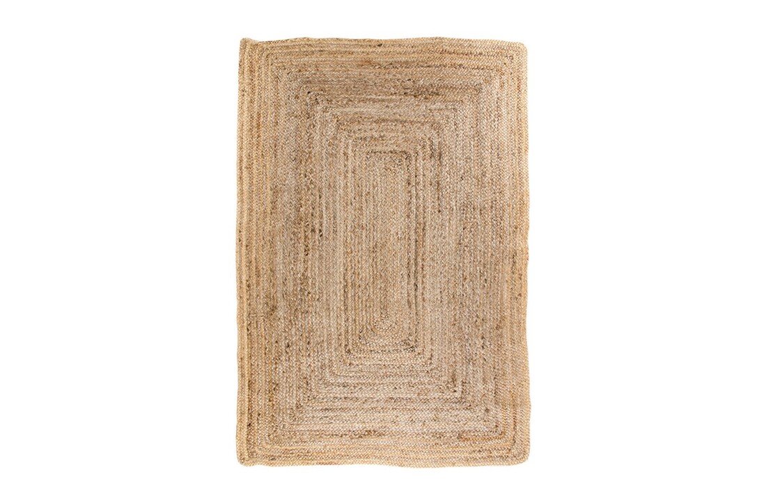 Landelijk bruin vloerkleed ''Bombay'' van gevlochten natuurlijk jute - 180x120 cm