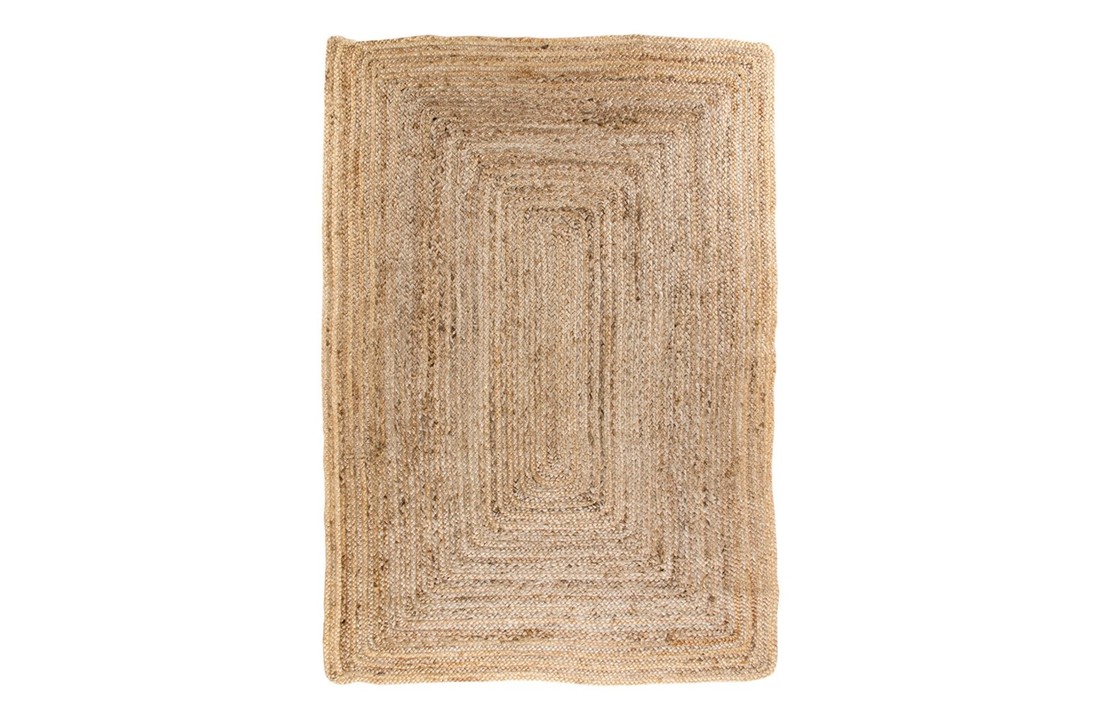 Landelijk bruin vloerkleed ''Bombay'' van gevlochten natuurlijk jute - 240x180 cm