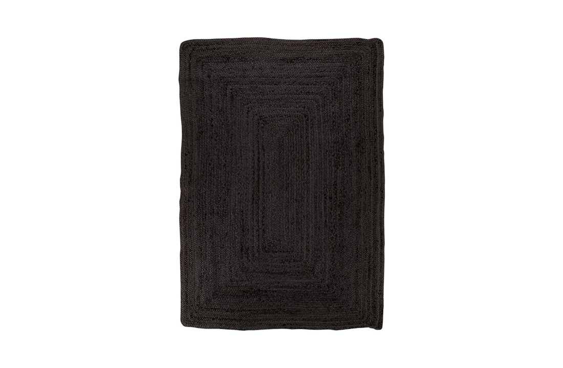 Landelijk zwart vloerkleed ''Bombay'' van gevlochten natuurlijk jute - 135x65 cm