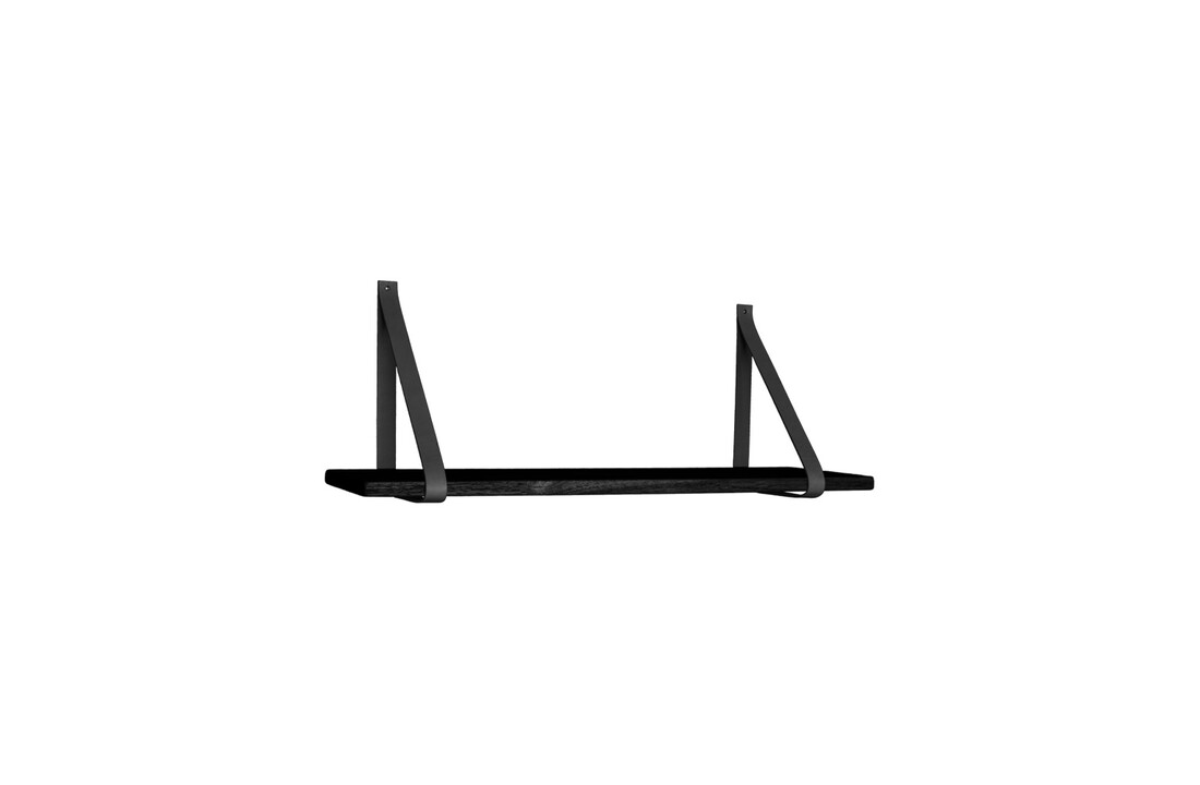 Forno Plank - Plank in zwart met zwarte lederen banden 80x20 cm