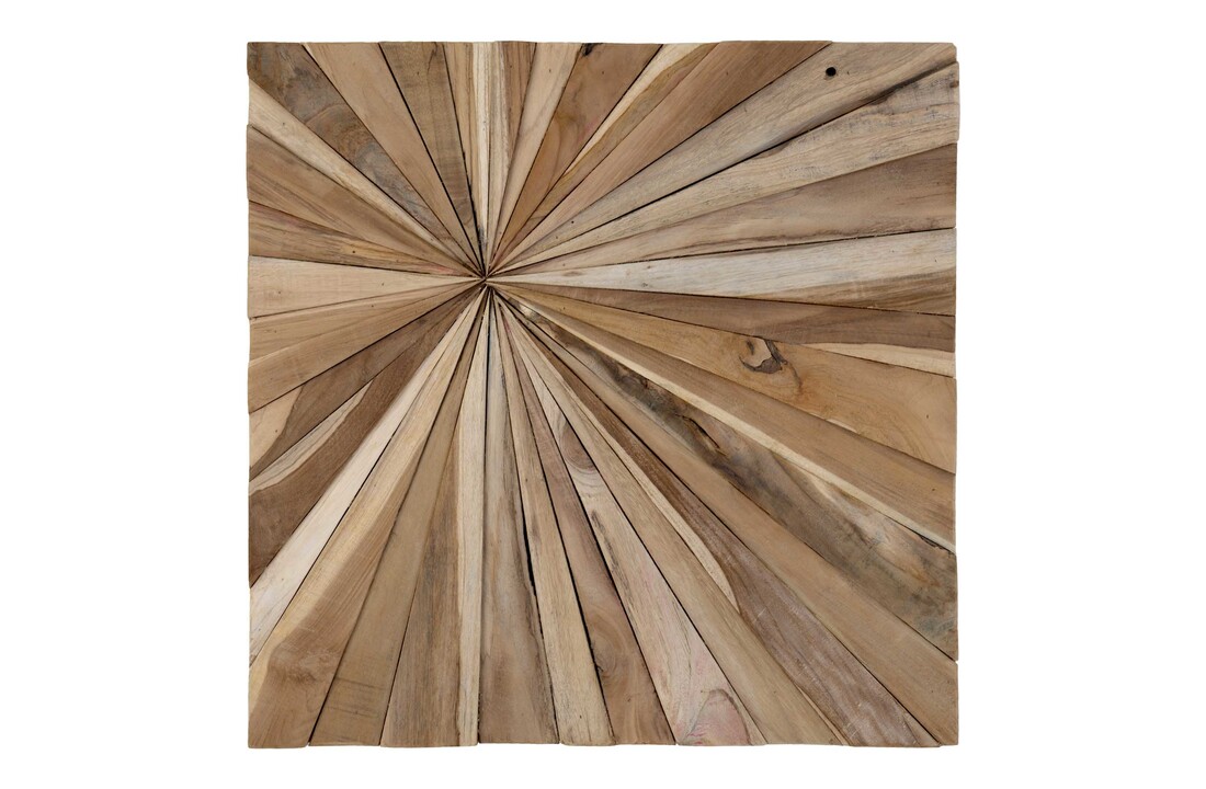 Vierkante wanddecoratie van teakhout "Almonto " - L59.5xB59.5 CM