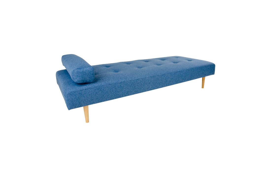 Capri ligbed - Blauw ligbed met natuurlijke houten poten