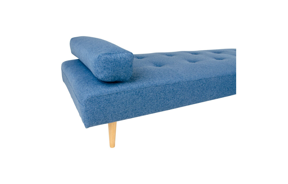 Capri ligbed - Blauw ligbed met natuurlijke houten poten