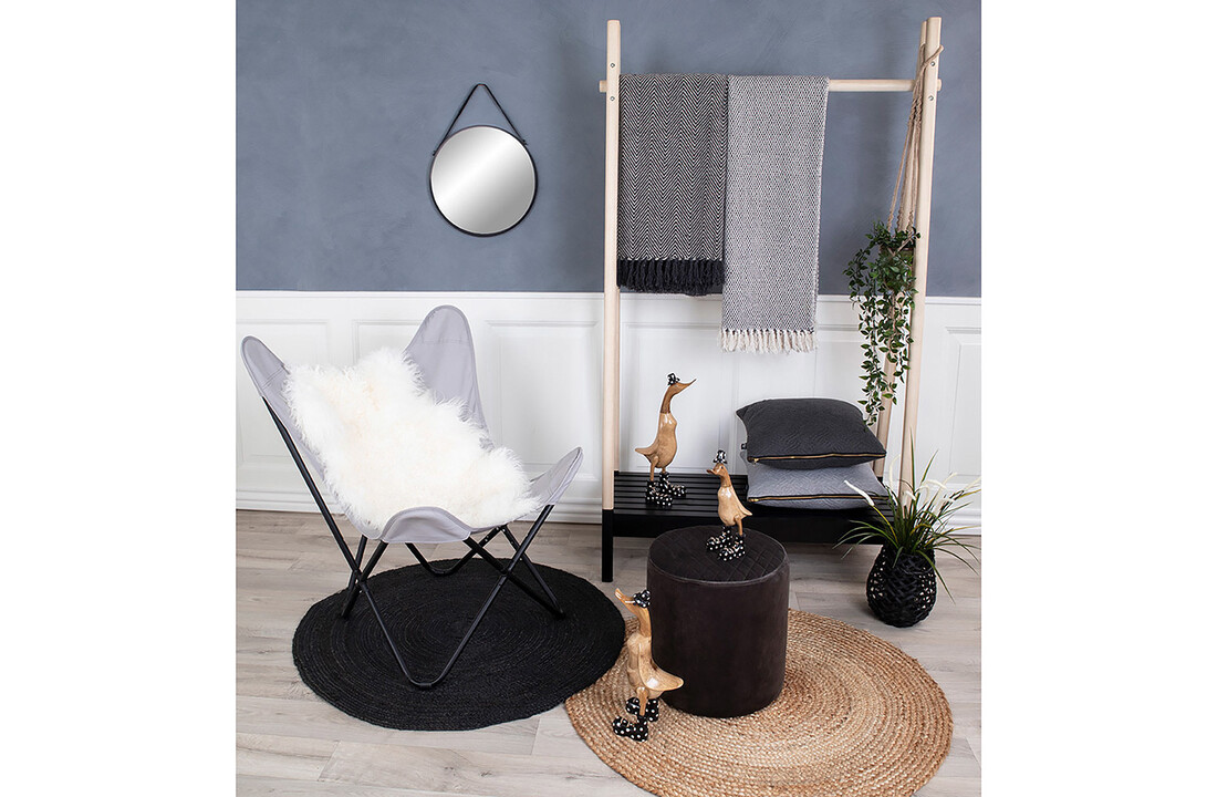 Como Stoel - Grijze canvas stoel met zwart frame