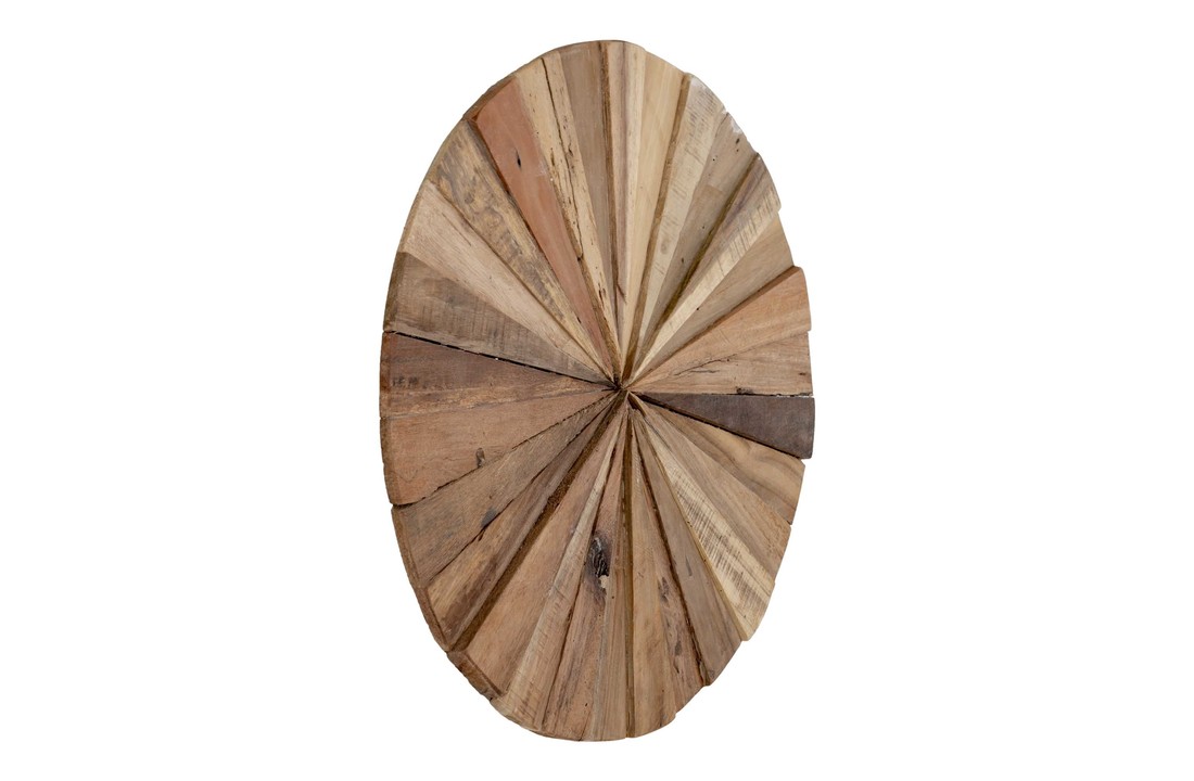 Almonto wanddecoratie - Ronde wanddecoratie van teakhout