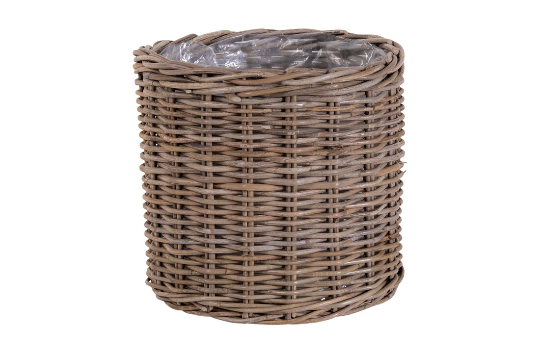 Landelijke 4 ronde kubu manden met plastic binnenkant "Bogor" - LxB40-35-29-25xH35-30-25-20 CM