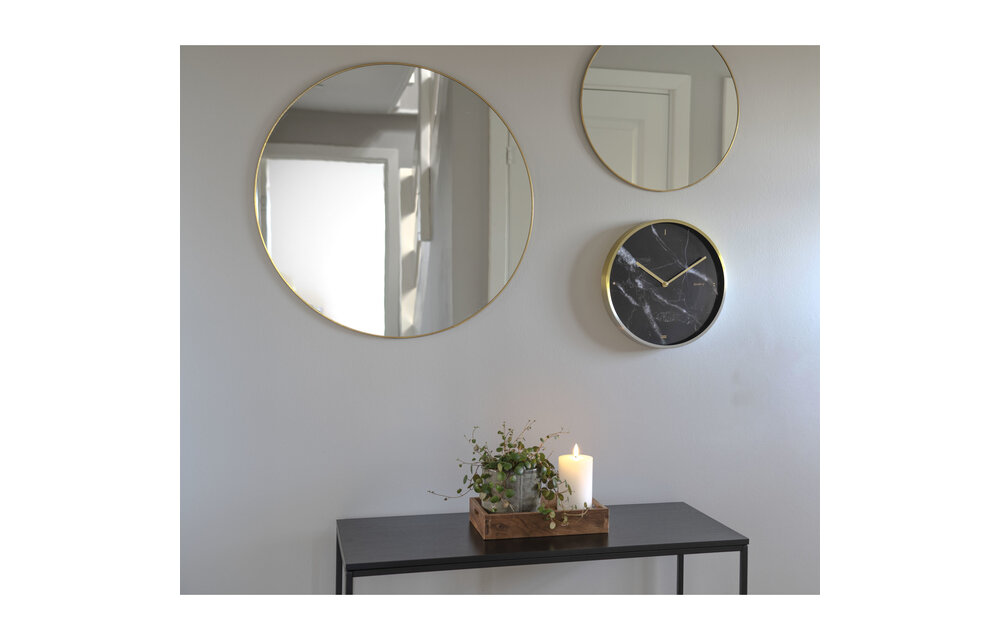 Monzone Wandklok - Wandklok met koper en zwart marmeren look