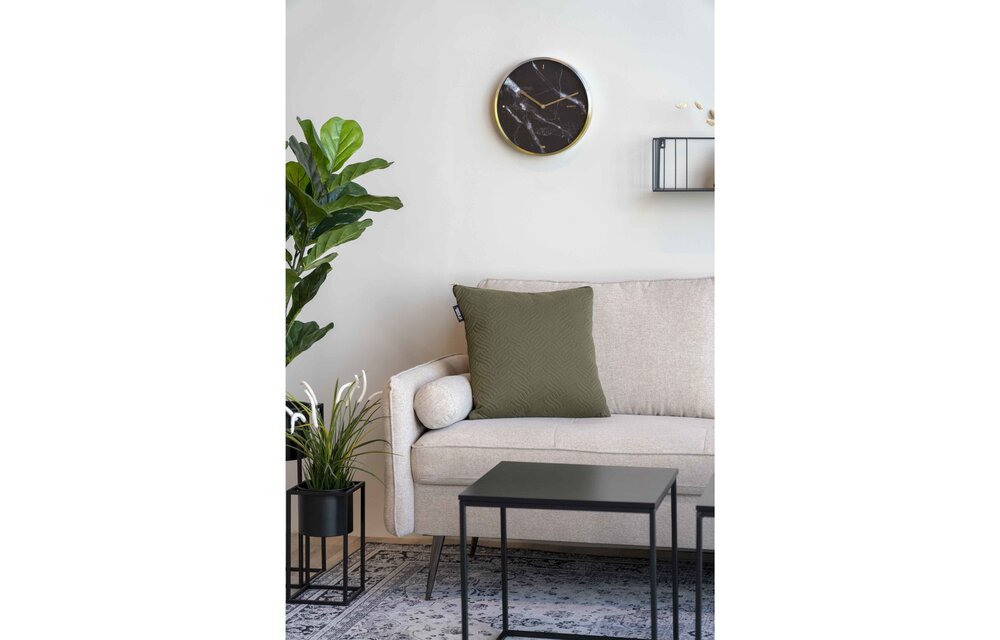 Monzone Wandklok - Wandklok met koper en zwart marmeren look