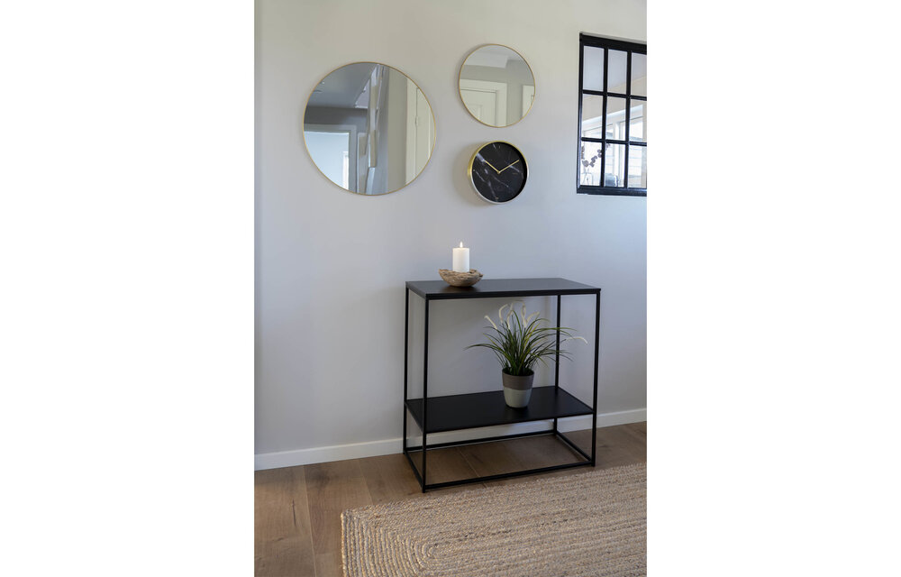 Monzone Wandklok - Wandklok met koper en zwart marmeren look