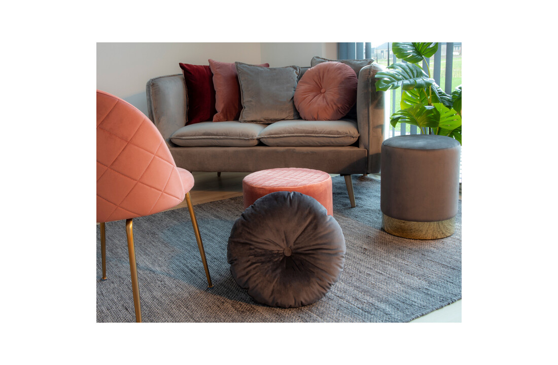 Luso Kussen - Rond kussen van rose fluweel ø45cm