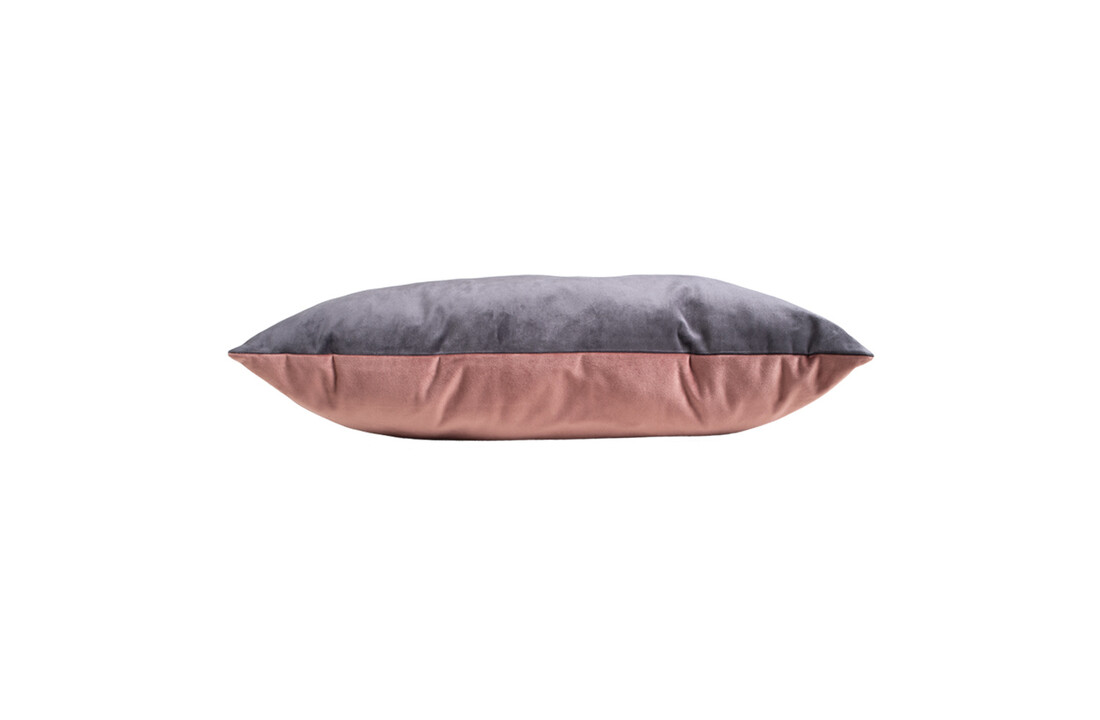 Chaves Kussen - Twee-kleurig kussen in grijs/roze fluweel 40x60cm