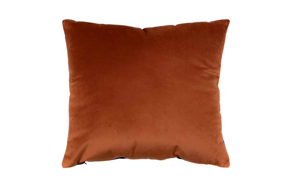 Braga Kussen - Twee-kleurig kussen in blauw/oranje fluweel 45x45cm
