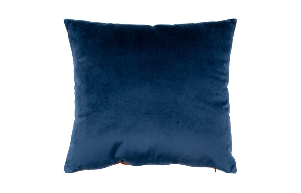 Braga Kussen - Twee-kleurig kussen in blauw/oranje fluweel 45x45cm