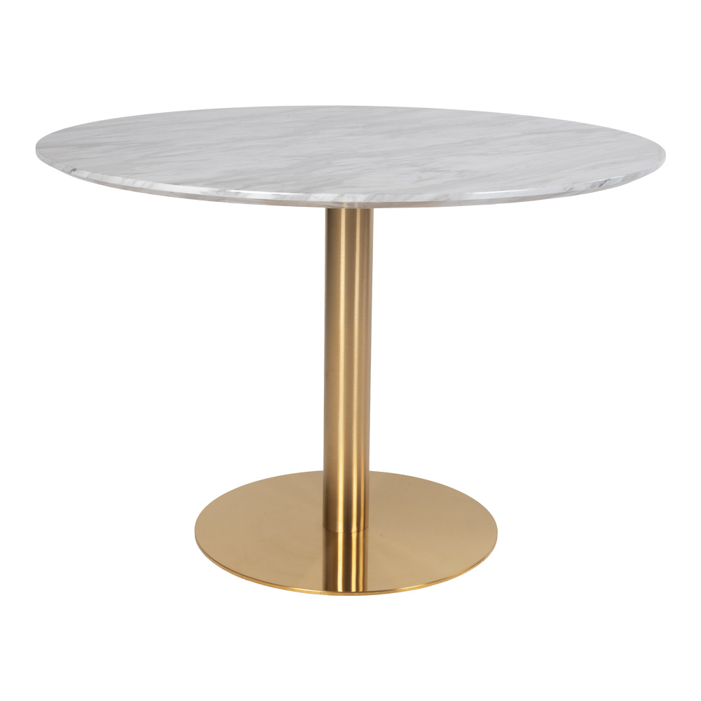 Moderne eettafel met marmeren tafelblad en koperen poot "Bolzano" - L110xB110xH75 CM