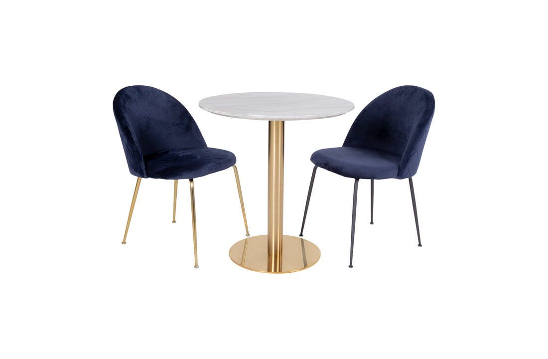 Moderne eettafel met marmeren tafelblad en koperen poot "Bolzano" - L70xB70xH75 CM