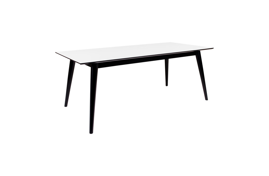 Copenhagen Eettafel - Uitschuifbare eettafel met wit tafelblad en zwarte poten 195/285x90 cm
