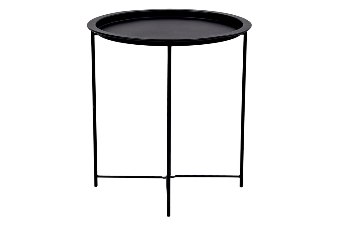 Bastia Bijzettafel - Ronde bijzettafel in zwart gepoedercoat staal