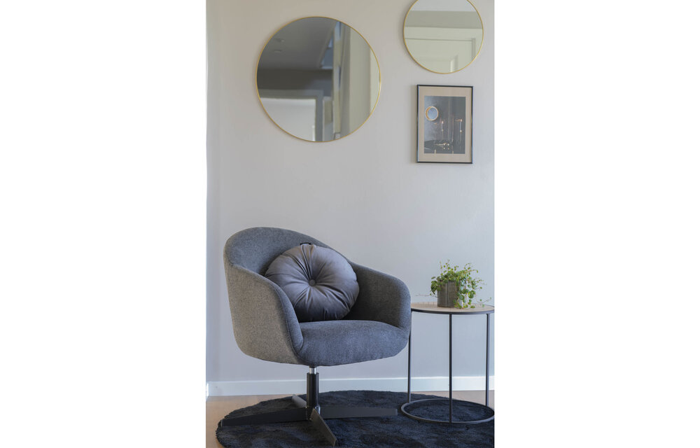 Sydney Lounge Stoel - Lounge stoel met draaifunctie in het donkergrijs en zwart onderstel