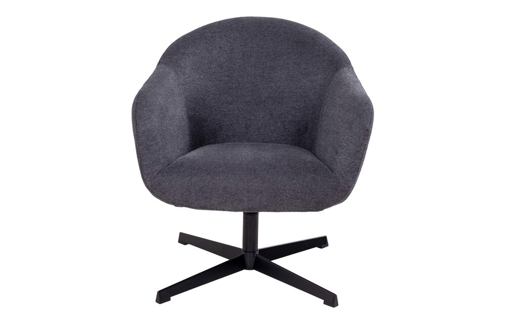 Sydney Lounge Stoel - Lounge stoel met draaifunctie in het donkergrijs en zwart onderstel