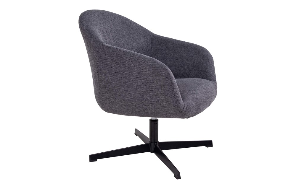 Sydney Lounge Stoel - Lounge stoel met draaifunctie in het donkergrijs en zwart onderstel