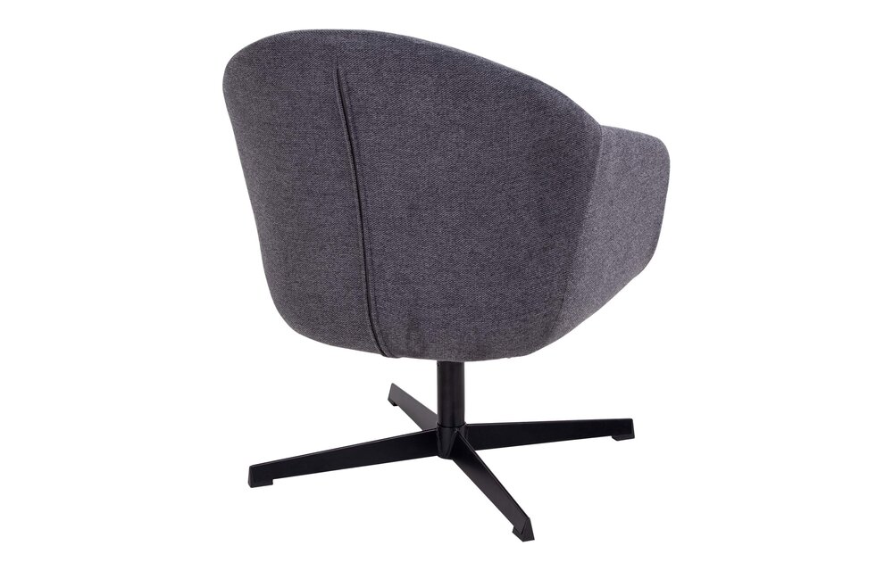 Sydney Lounge Stoel - Lounge stoel met draaifunctie in het donkergrijs en zwart onderstel