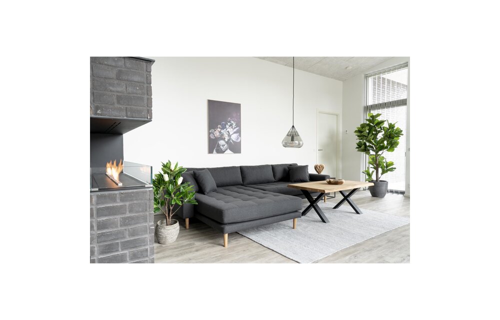 Lido Lounge Bank - Bank links gericht in donkergrijs fluweel HN1002